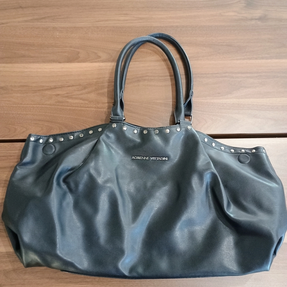 Adrienne Vittadini Black Studded Shoulder Bag - Picture 1 of 8